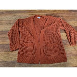 Medium Orange Crocheted Oversized Cardigan
